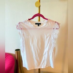 Banana Republic White Lace-Trim Sleeveless Tank